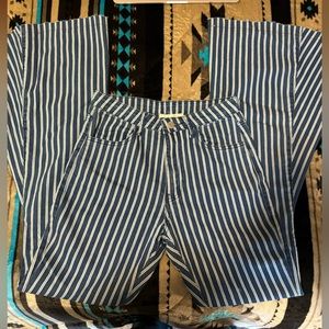 Pin stripe denim flare jeans